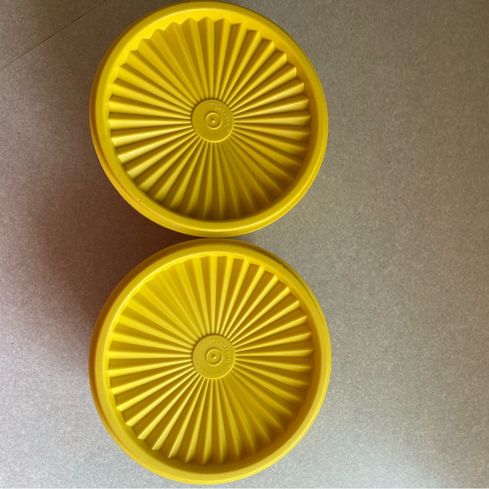 Two Vintage Tupperware Yellow Canisters